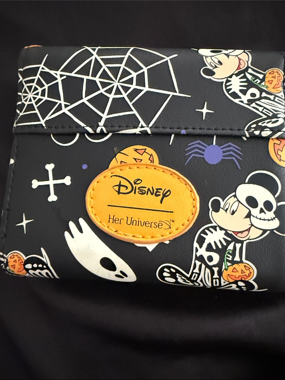 Disney Black Halloween Mickey Mini Backpack with Orange and Purple plus wallet . - Picture 6 of 9